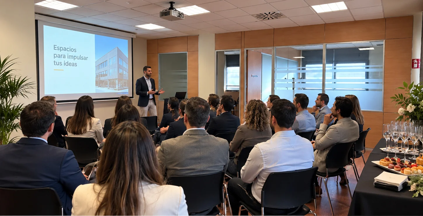 Propuesta de ambientación de un encuentro empresarial con proyector